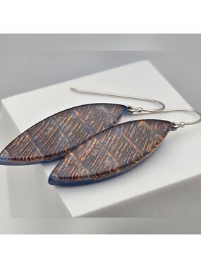 ZSISKA Blue Resin Earrings Isla Juno Marquise Blue & Copper Dangle Earrings